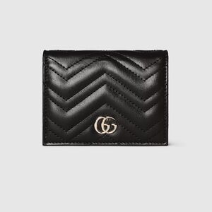 Gucci black leather GG Marmont card case wallet